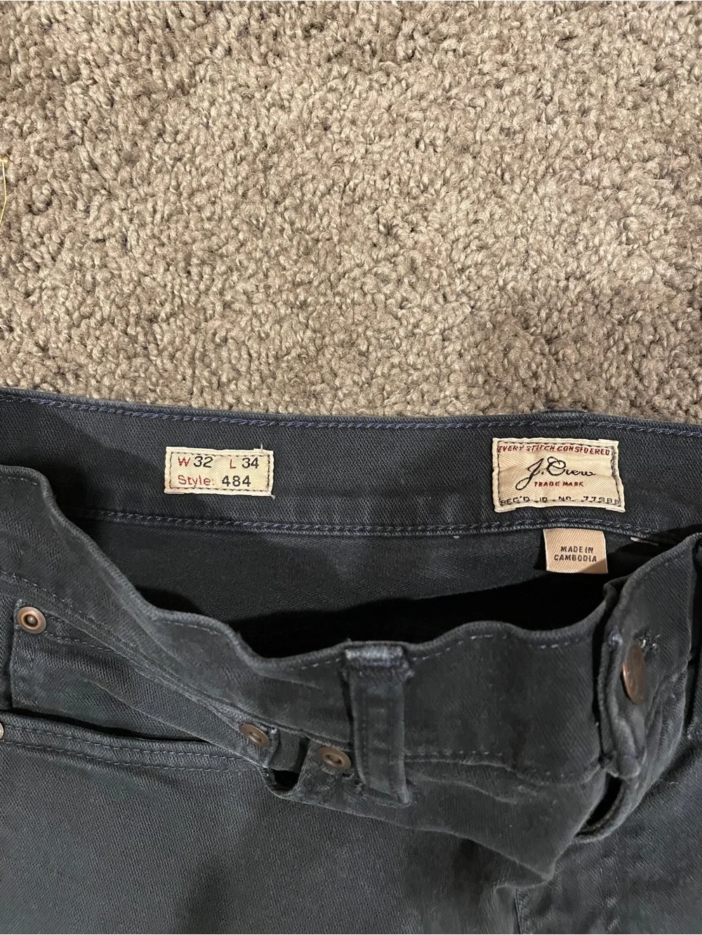 J. Crew Men's 484 Slim Pants in Washed Navy